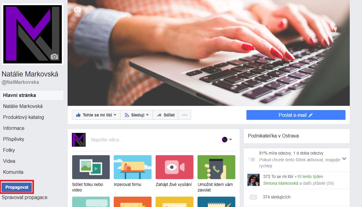 Propagace webu na Facebooku
