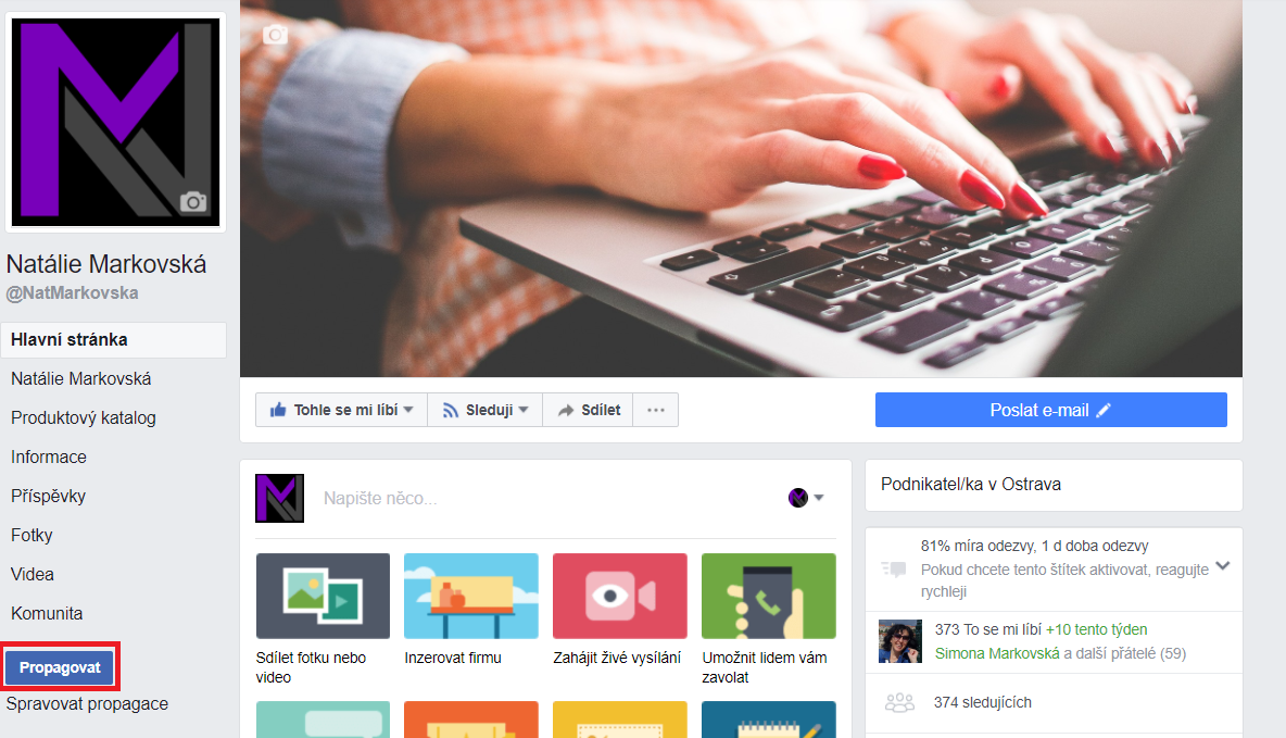 Propagace webu na Facebooku